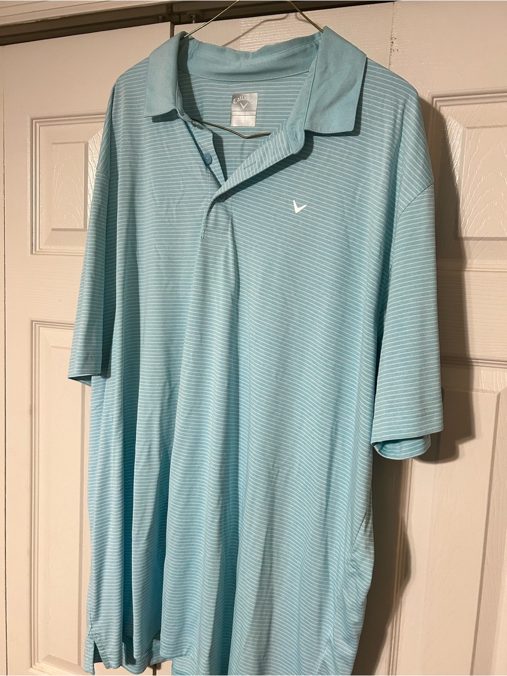 Callaway Men's Aqua Blue Striped Polo Shirt